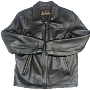 Vintage Columbia 100% Leather Men’s Black Jacket Quilted Inside Size M